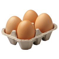 Fresh brown eggs in a carton ready for cooking or baking in a kitchen setting png