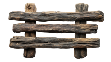 Rustic wooden fence panel isolated on white background ideal for various design projects and decorations png