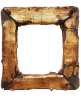Decorative golden frame with rustic wooden edges for art display and decoration in various settings png