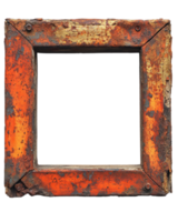 Old rustic frame with peeling paint showcasing a weathered design on a white background png