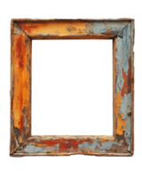 Rustic wooden frame with peeling paint ready for creative artwork display png