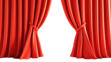 Elegantly draped red curtains framing a bright background for performance or presentation png