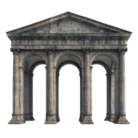 Ancient stone archway with four columns set against a plain background png
