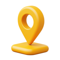 Location marker icon isometric design in bright yellow color on isolated background png