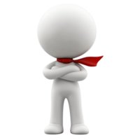 Isolated 3D character standing confidently with red scarf in a neutral pose png