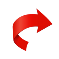 Curved red arrow indicating direction with a smooth gradient design for effective navigation png