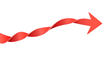 Twisted red ribbon with arrow shape symbolizing direction and movement in a creative design png