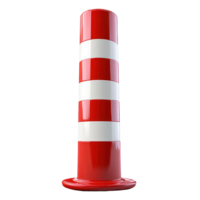 Vertical striped traffic cone with alternating red and white colors on a plain background png