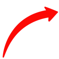 Curved red arrow pointing upwards isolated on white background for clear directional guidance png
