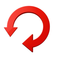 Red circular arrow indicating movement in a clockwise direction with two arrows pointing downwards png