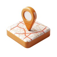 Marker for location with city map in orange and white design placed on a flat surface png