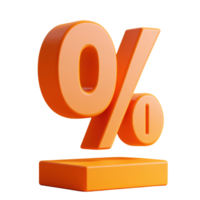 Percent symbol in bright orange color isolated on a white background for promotional offers png