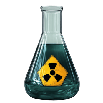 scientifico borraccia contenente un' verde liquido con un' radioattivo simbolo su suo superficie nel un' laboratorio ambientazione png