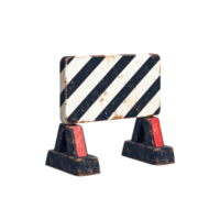 Traffic barrier with black and white stripes stands isolated against a plain background for safety and caution png