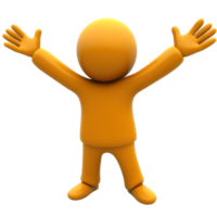 Bright orange figure with open arms expressing joy and enthusiasm in a cheerful manner png