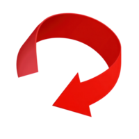 Red curved arrow indicating direction in a minimalist design on a white background isolated for clear visibility png