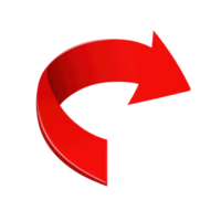 Curved red arrow indicating direction with a sleek design on a white background png