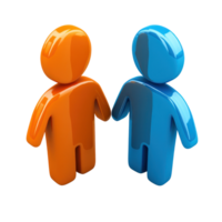 Two colorful figures standing together on a white background, symbolizing friendship and connection png