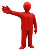 Red figure with an outstretched arm in a professional outfit signaling or directing others png