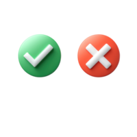 Green check mark and red cross mark icons representing approval and disapproval in a simple design png