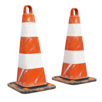 Construction cones isolated on white background for safety warning and traffic control purposes png