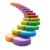 Colorful circular steps leading upwards in a whimsical arrangement on a white background png
