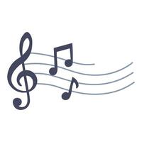 Musical notes on staff with treble clef. Melody symbol illustration. Music notes icon for song and composition. vector