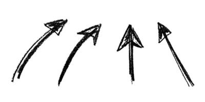 Pencil Set of hand drawn ink arrow illustration in sketch style. Business doodle clipart. Single element for design vector