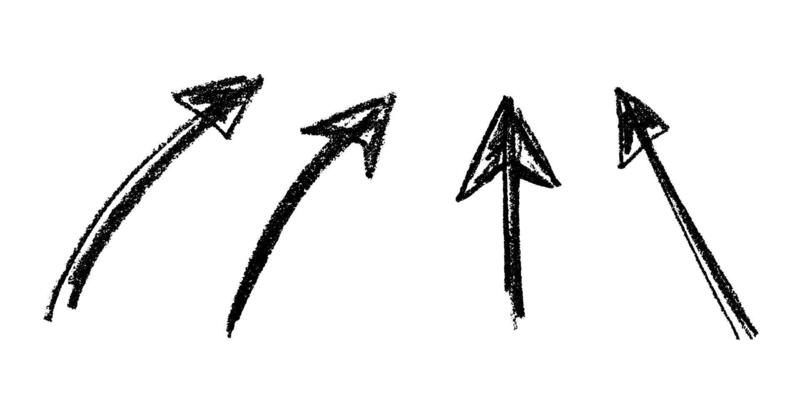Pencil Set of hand drawn ink arrow illustration in sketch style. Business doodle clipart. Single element for design