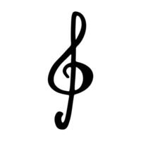 Brush Treble clef doodle. Hand drawn musical symbol. Single element for print, web, design, decor, logo vector