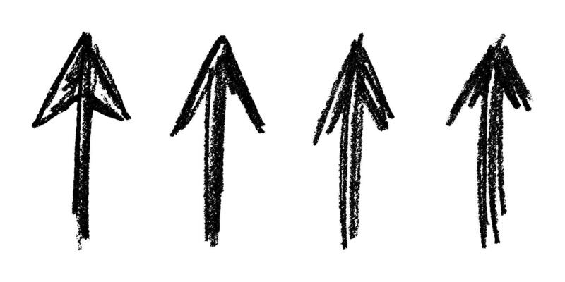 Set of hand drawn ink arrow illustration in sketch style. Business doodle clipart. Single element for design Sketch