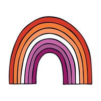 Colorful rainbow shape LGBTQIA Lesbian pride flag Happy pride day LGBTQ community Pride Month hand drawn doodle for posters, stickers, logo, cards vector