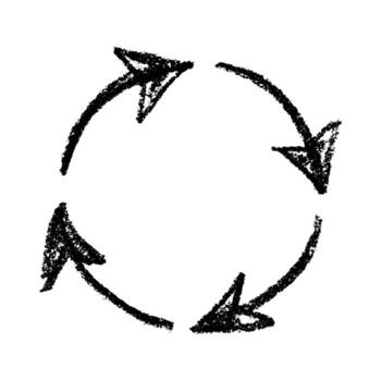 Hand drawn recycle arrow icon Recycling resources symbol Reuse of materials, zero waste, green environment, saving the planet twenty eight vector
