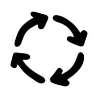Hand drawn recycle arrow icon Recycling resources symbol Reuse of materials, zero waste, green environment, saving the planet twenty seven vector