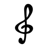 Treble clef doodle. Hand drawn musical symbol. Brush Single element for print, web, design, decor, logo vector