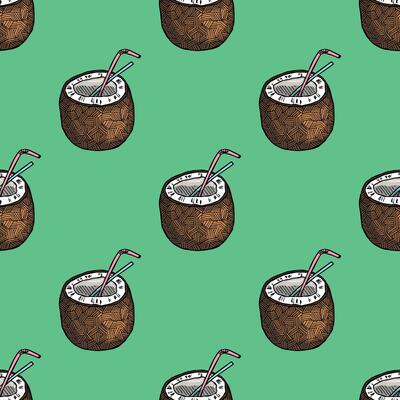 Seamless pattern with coconut doodle for decorative print, wrapping paper, greeting cards, wallpaper and fabric twenty-two