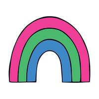 LGBTQIA Colorful rainbow shape Polysexual pride flag Happy pride day LGBTQ community Pride Month hand drawn doodle for posters, stickers, logo, cards vector