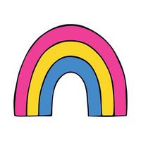 LGBTQIA Colorful rainbow shape Pansexual pride flag Happy pride day LGBTQ community Pride Month hand drawn doodle for posters, stickers, logo, cards vector