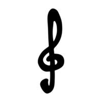 Ink Treble clef doodle. Hand drawn musical symbol. Single element for print, web, design, decor, logo vector