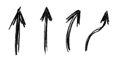 Black Set of hand drawn ink arrow illustration in sketch style. Business doodle clipart. Single element for design vector