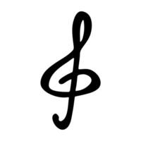 Treble clef doodle. Hand drawn musical symbol. Single element for print, web, design, decor, logo Brush vector