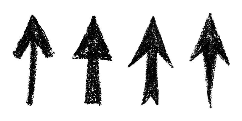 Set of hand drawn ink arrow illustration in sketch style. Business doodle clipart. Single element for design Black