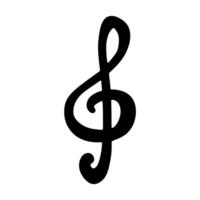 Treble clef doodle. Hand drawn musical symbol. Single element for print, web, design, decor, logo Ink vector