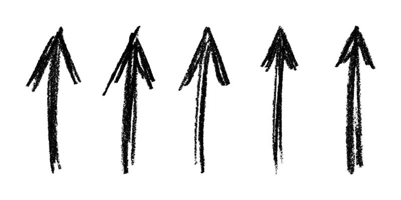 Sign Set of hand drawn ink arrow illustration in sketch style. Business doodle clipart. Single element for design