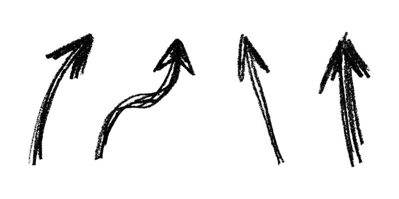 Sketch Set of hand drawn ink arrow illustration in sketch style. Business doodle clipart. Single element for design