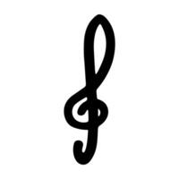 Treble clef doodle. Brush Hand drawn musical symbol. Single element for print, web, design, decor, logo vector