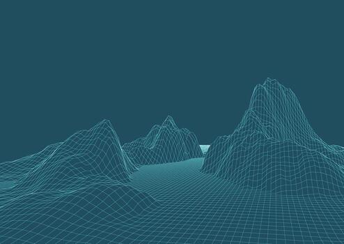Low poly background with an abstract wireframe landscape vector