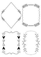 Collection of hand drawn decorative frames in black and white vector