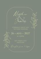 Wedding invitation with a minimal floral design vector