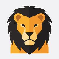 Flattened Lion Head Bold Colors Simple Design vector
